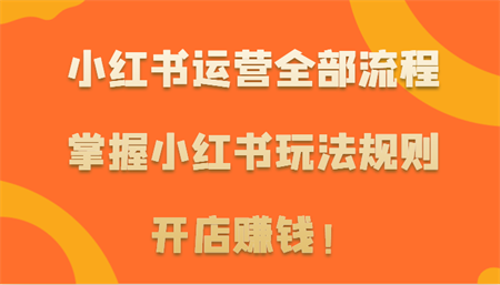 小红书运营全部流程，掌握小红书玩法规则，开店赚钱！-营销武器库