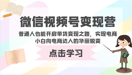 微信视频号变现营-普通人也能开启带货变现之路，实现电商小白向电商达人的华丽蜕变-营销武器库