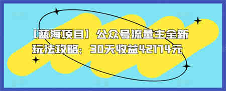 【蓝海项目】公众号流量主全新玩法攻略：30天收益42174元-营销武器库