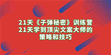 （10209期）21天《子弹秘密》训练营，21天学到顶尖文案大师的策略和技巧-营销武器库