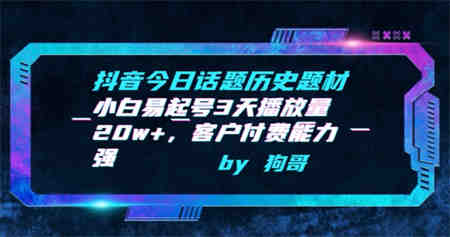 抖音今日话题历史题材-小白易起号3天播放量20w+，客户付费能力强-营销武器库