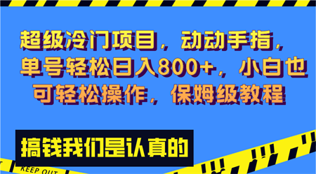 超级冷门项目,动动手指，单号轻松日入800+，小白也可轻松操作，保姆级教程-营销武器库