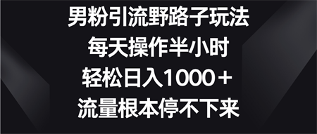 男粉引流野路子玩法，每天操作半小时轻松日入1000＋，流量根本停不下来-营销武器库