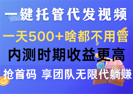 （10327期）一键托管代发视频，一天500+啥都不用管，内测时期收益更高，抢首码，享…-营销武器库