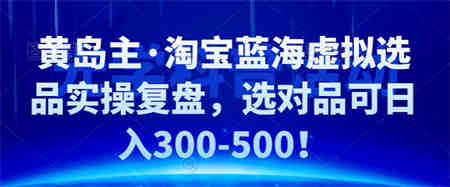 黄岛主·淘宝蓝海虚拟选品实操复盘，选对品可日入300-500！-营销武器库