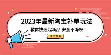 2023年最新淘宝补单玩法，教你快速起·新品，安全·不降权（18课时）-营销武器库