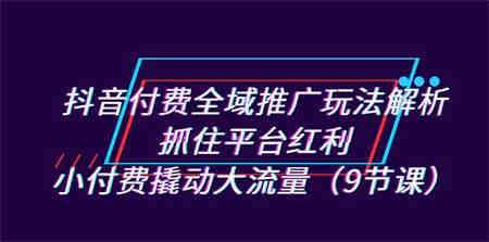 抖音付费全域推广玩法解析：抓住平台红利，小付费撬动大流量（9节课）-营销武器库