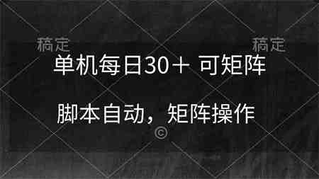 （10100期）单机每日30＋ 可矩阵，脚本自动 稳定躺赚-营销武器库