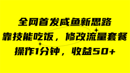 咸鱼冷门新玩法，靠“技能吃饭”，修改流量套餐，操作1分钟，收益50+-营销武器库