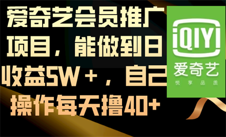 爱奇艺会员推广项目，能做到日收益5W＋，自己操作每天撸40+-营销武器库