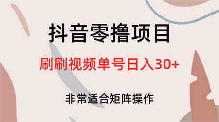 抖音零撸项目，刷刷视频单号日入30+-营销武器库