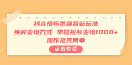 抖音情怀视频最新玩法，多种变现方式，单挑视频变现1000+，操作及其简单-营销武器库