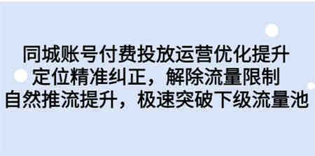 同城账号付费投放优化提升，定位精准纠正，解除流量限制，自然推流提…-营销武器库