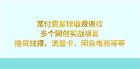 某付费星球课程：多个网创实战项目，撸货线报、流量卡、闲鱼电商等等-营销武器库