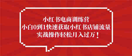 小红书电商训练营，小白0到1快速获取小红书店铺流量，实战操作月入过万-营销武器库