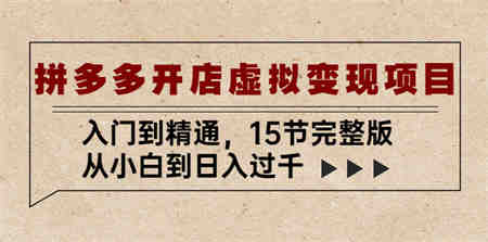 拼多多开店虚拟变现项目：入门到精通，从小白到日入过千（15节完整版）-营销武器库