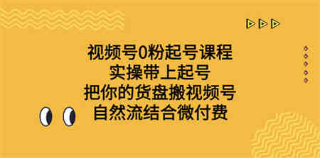 视频号0粉起号课程 实操带上起号 把你的货盘搬视频号 自然流结合微付费-营销武器库