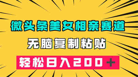 微头条冷门美女相亲赛道，无脑复制粘贴，轻松日入200＋-营销武器库