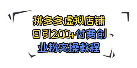 拼多多虚拟店铺日引200+付费创业粉实操教程-营销武器库