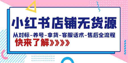 小红书店铺无货源：从对标-养号-拿货-客服话术-售后全流程（20节课）-营销武器库