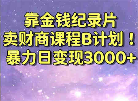 靠金钱纪录片卖财商课程B计划！暴力日变现3000+，喂饭式干货教程！-营销武器库