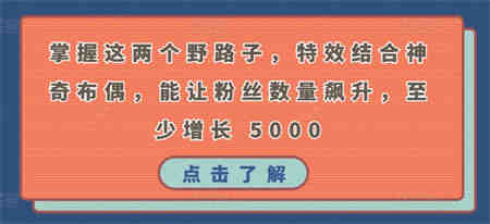 掌握这两个野路子，特效结合神奇布偶，能让粉丝数量飙升，至少增长 5000-营销武器库