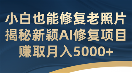 小白也能修复老照片！揭秘新颖AI修复项目，赚取月入5000+-营销武器库