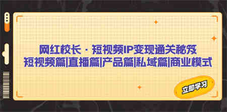 网红校长·短视频IP变现通关秘笈：短视频篇+直播篇+产品篇+私域篇+商业模式-营销武器库