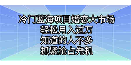 冷门蓝海项目婚恋大市场，轻松月入过万，知道的人不多，抓紧抢占先机。-营销武器库