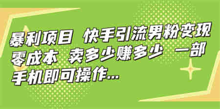 暴利项目，快手引流男粉变现，零成本，卖多少赚多少，一部手机即可操作…-营销武器库