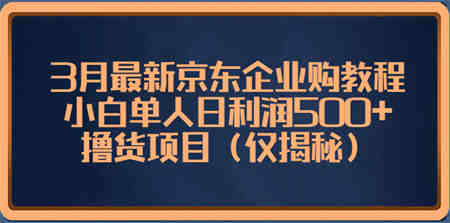 3月最新京东企业购教程，小白单人日利润500+撸货项目（仅揭秘）-营销武器库