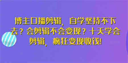 博主口播剪辑，自学坚持不下去？会剪辑不会变现？十天学会剪辑，疯狂变现收钱!-营销武器库