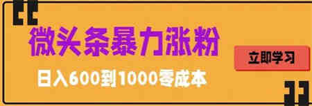 微头条暴力涨粉技巧搬运文案就能涨几万粉丝，简单0成本，日赚600-营销武器库