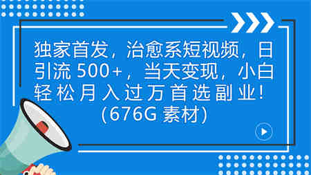 独家首发，治愈系短视频，日引流500+当天变现小白月入过万（附676G素材）-营销武器库