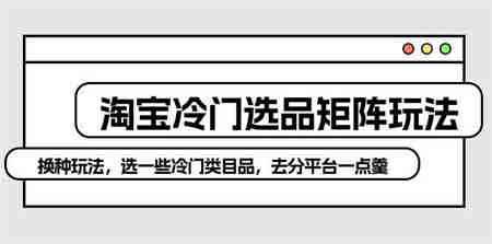 （10159期）淘宝冷门选品矩阵玩法：换种玩法，选一些冷门类目品，去分平台一点羹-营销武器库