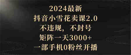 （9639期）2024最新抖音小雪花卖课2.0 不违规 不封号 矩阵一天3000+一部手机0粉丝开播-营销武器库