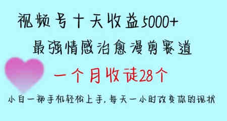 十天收益5000+，多平台捞金，视频号情感治愈漫剪，一个月收徒28个，小白一部手机轻松上手-营销武器库