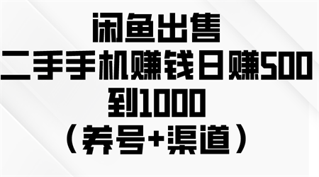 （10269期）闲鱼出售二手手机赚钱，日赚500到1000（养号+渠道）-营销武器库