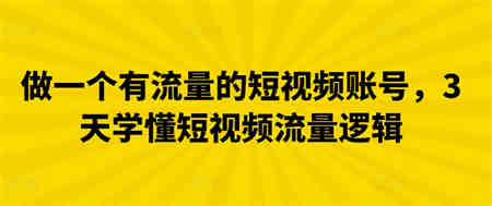 做一个有流量的短视频账号，3天学懂短视频流量逻辑-营销武器库