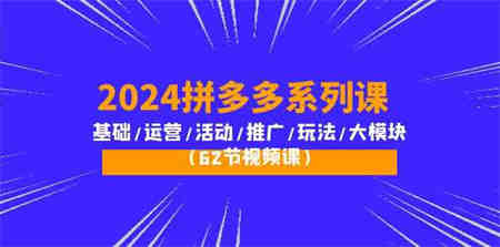 （10019期）2024拼多多系列课：基础/运营/活动/推广/玩法/大模块（62节视频课）-营销武器库