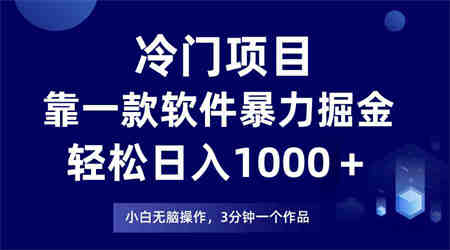 （9791期）冷门项目，靠一款软件暴力掘金日入1000＋，小白轻松上手第二天见收益-营销武器库