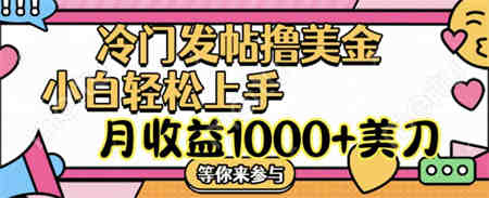 冷门发帖撸美金项目，小白轻松上手，月收益1000+美刀-营销武器库