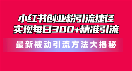 （10692期）小红书创业粉引流捷径！最新被动引流方法大揭秘，实现每日300+精准引流-营销武器库