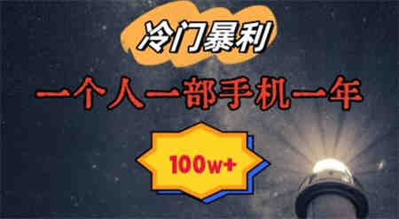 暴利冷门赛道，一单268，一个人一部手机一年100w【揭秘】-营销武器库