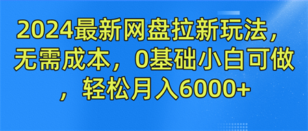 2024最新网盘拉新玩法，无需成本，0基础小白可做，轻松月入6000+-营销武器库