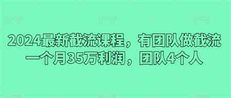 2024最新截流课程，有团队做截流一个月35万利润，团队4个人-营销武器库