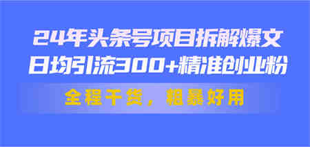 24年头条号项目拆解爆文，日均引流300+精准创业粉，全程干货，粗暴好用-营销武器库