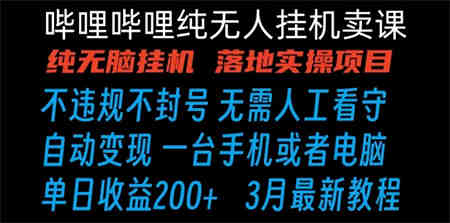 哔哩哔哩纯无脑挂机卖课 单号日收益200+ 手机就能做-营销武器库