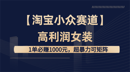 【淘宝小众赛道】高利润女装：1单必赚1000元，超暴力可矩阵-营销武器库