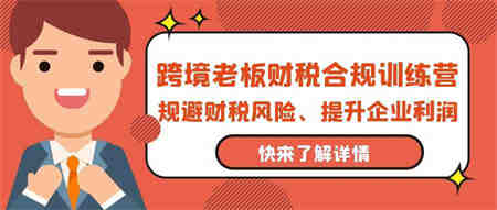 跨境老板财税合规训练营，规避财税风险、提升企业利润-营销武器库